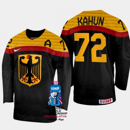 Deutschland Trikot Dominik Kahun 72 IIHF World Championship 2023 Schwarz - Herren